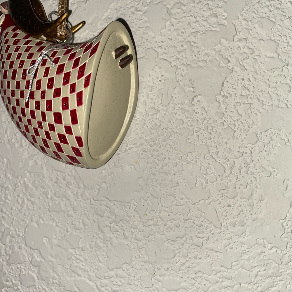 Marcel Schurman Red Cream Checkered Hand Painted Angel  Christmas Ornament 3.5” - Picture 10 of 14